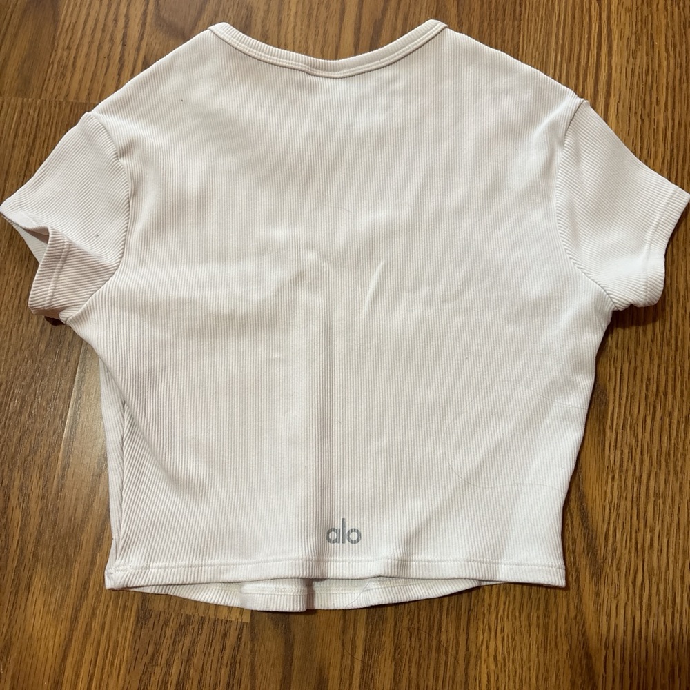 Alo White cropped Ribbed T-Shirt